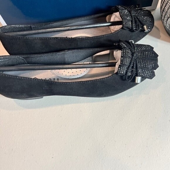 KAREN SCOTT ANABELA RHINESTONE SUEDE SLIP ON BALLET FLATS/Black size 7.5 - Picture 10 of 13